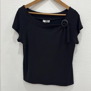 E.K. Designs Black Boat neck buckle Blouse